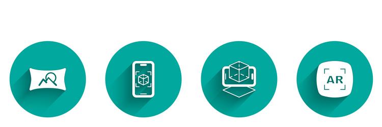 set wide angle picture 3d modeling and augmented vector image
