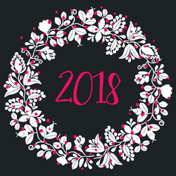 2018 new year wreath isolated on black background vector image