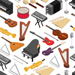 music instruments background pattern set isometric vector image
