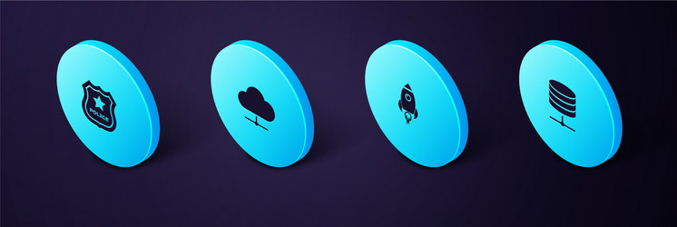 set isometric server data web hosting rocket vector image