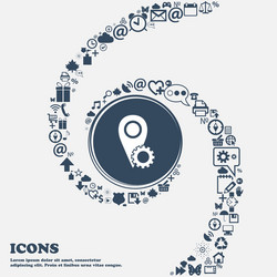 Map pointer setting icon sign in the center around vector