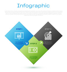 set line board with graph chart target coin vector image