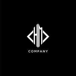 hm initial monogram with rhombus shape logo design vector image