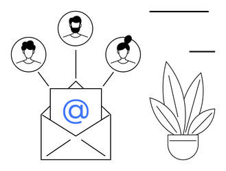 digital communication network with envelope icon vector image