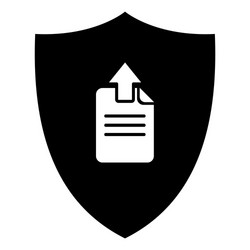 Document upload and shield vector