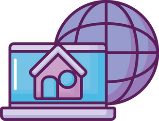 laptop computer with house and sphere vector image