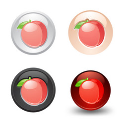 Peach button set web 20 icons vector