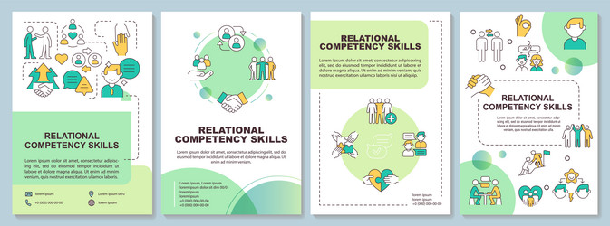 Skills of relational competency green brochure vector