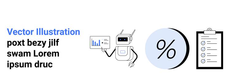 robot presenting data chart percentage symbol vector image