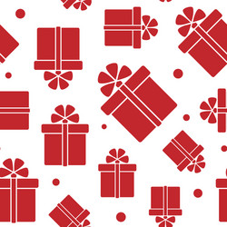 Seamless pattern with red simple gift boxes icon vector