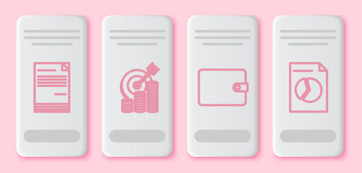 Set line document target with coin symbol wallet vector