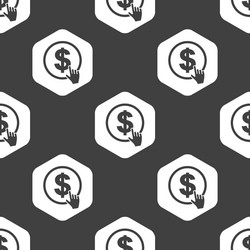 black hexagon dollar click pattern vector image