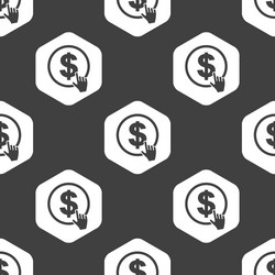 Black hexagon dollar click pattern vector