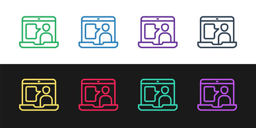 set line e-learning of different foreign vector image