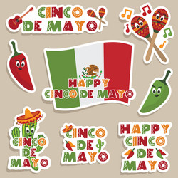 Cinco de Mayo Festive Labels Vector Image