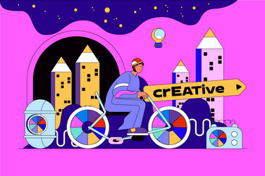 creative process web concept with character scene vector image
