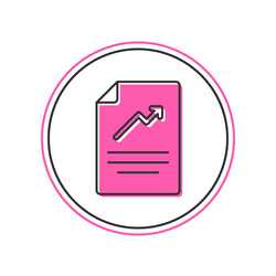 filled outline document with graph chart icon vector image