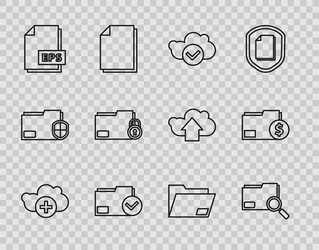 set line add cloud search concept with folder vector image