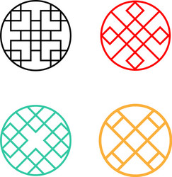 set of circle korean pattern window frame vector