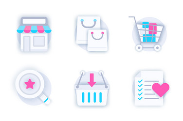 Shopping web concept of 3d paper icons set vector