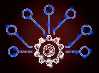 Constellation net mesh smart cog with lightspots vector