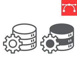 database management line and glyph icon vector