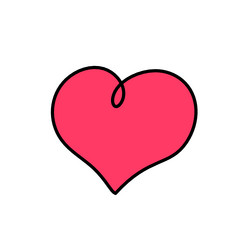 abstract color heart as continuous line drawing vector image