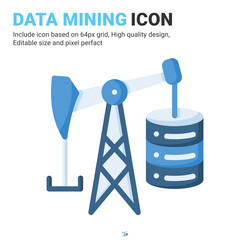 Data mining icon with flat color style isolated vector