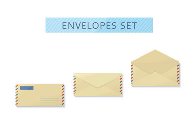 Envelope set open and close design flat vector