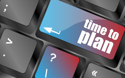 future time to plan concept with key on computer vector image