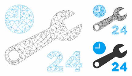 nonstop service hours mesh network model vector image