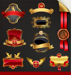 Coat of arms golden crown shield wings Royalty Free Vector
