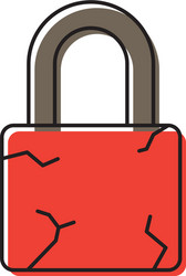 Broken padlock icon symbol security isolated vector