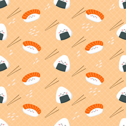 cute cartoon sushi seamless pattern