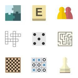 Flat icon games set of pawn x-o chess table vector