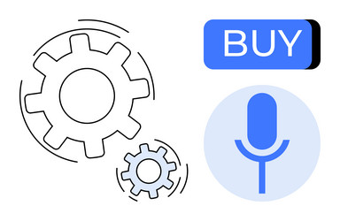 gear mechanism with microphone and buy button vector image