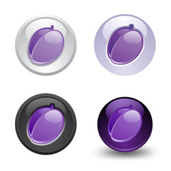 Plum button set web 20 icons vector