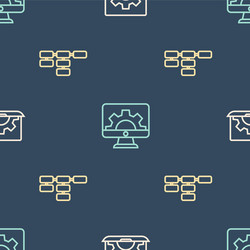 set line web development site map and on seamless vector image