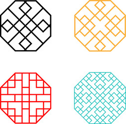 Set of hexagon korean pattern window frame vector