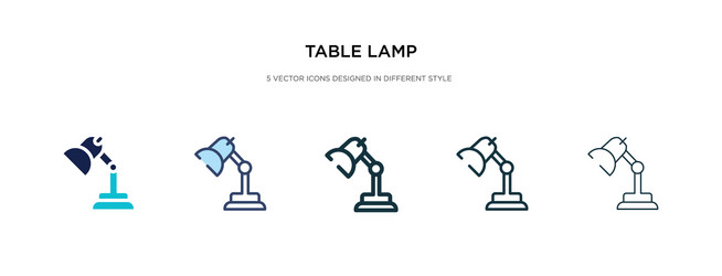 Table lamp icon in different style two colored vector