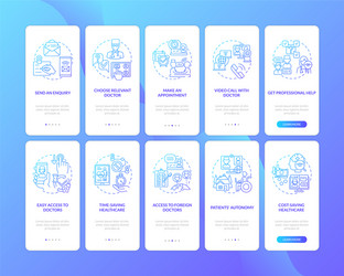 Telemedicine onboarding mobile app page screen vector