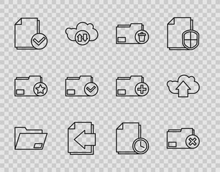 set line document folder delete next page arrow vector image