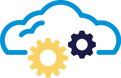 Cloud computing with gears lineal color style vector