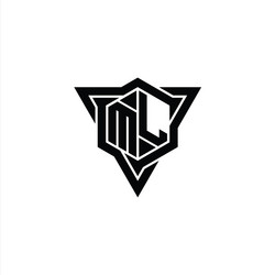 ml logo monogram hexagon shape with triangle vector image