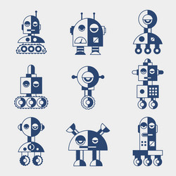 Set of robots in flat style vector