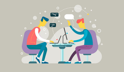 code concept of students using vector image