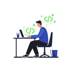 programmer working on laptop coding software vector image