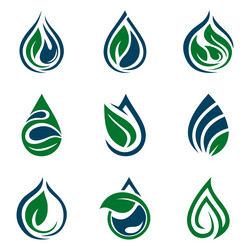 Water drop leaf logo sets Royalty Free Vector Image