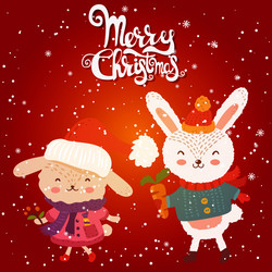 Cartoon for holiday theme with two happy funny vector