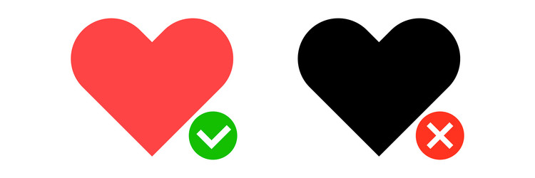 check mark and heart cross vector